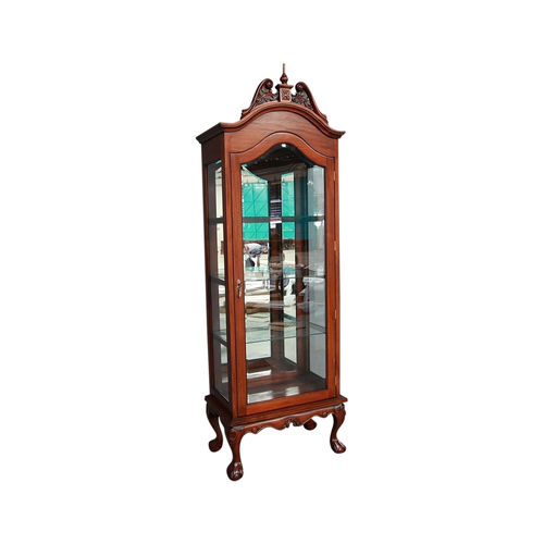 Solid Mahogany 1 Door Chippendale Display Cabinet 