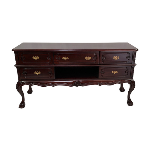 Solid Mahogany Wood Chippendale TV Cabinet