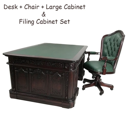 Solid Mahogany Wood Office Resolute Desk Office Package Deal