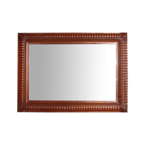 Solid Mahogany Wood Hand Carved Beveled Rectangular Wall Mirror