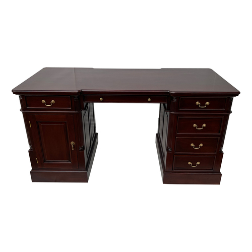 Solid Mahogany Home English Antique Reproduction Office Desk 5 Drawers 
