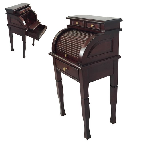 Mahogany Wood Roll Top Office Writing Desk