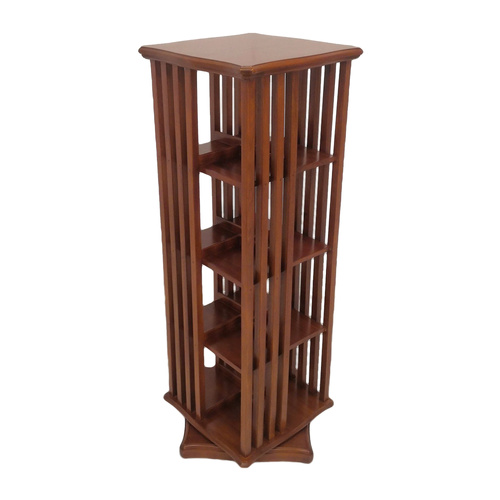 Mahogany Wood Edwardian Style 4 Shelves Revolving Bookcase / Bookshelf