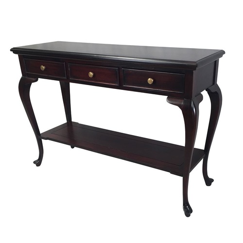 Solid Mahogany Wood Hall Table With 3 Drawers