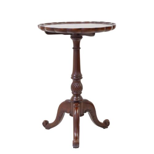 Solid Mahogany Wood Pie Crust Round Reproduction Side Table