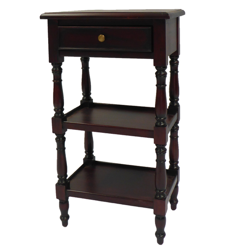 Solid Mahogany Wood Reproduction 3 Tier Side Table With Shelf