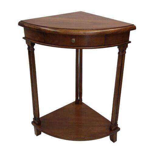 Solid Mahogany Wood Corner Lamp / Side Table