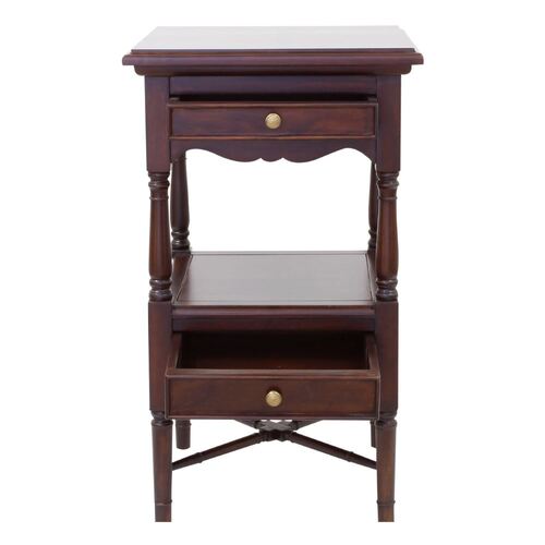 Solid Mahogany Wood Side / Lamp Table with 2 Drawers