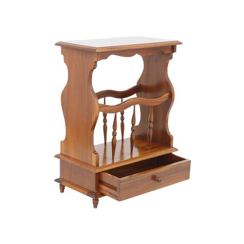 Solid Mahogany Wood  Single Drawer Regency Magazine Rack