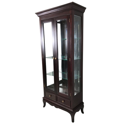 Solid Mahogany Wood 2 Door Display Cabinet