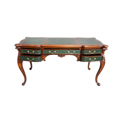Solid Mahogany Wood Eugene Writing Desk in Genuine Leather