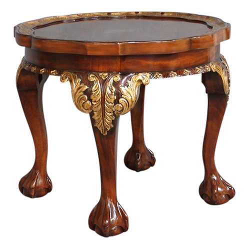 Solid Mahogany Wood Chippendale Round Lamp Table