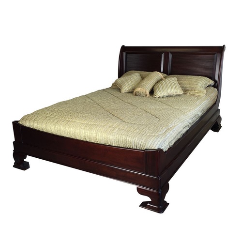 Solid Mahogany Wood Vanessa Queen / King Size Low Foot Sleigh Bed