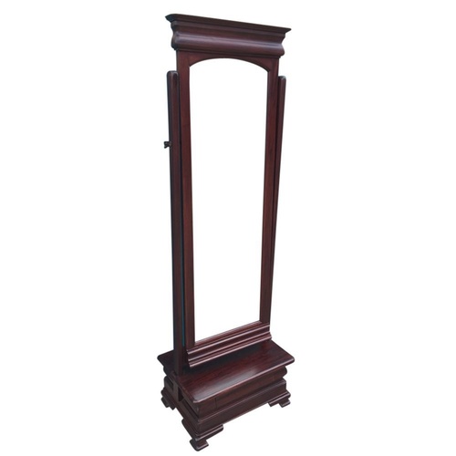 Mahogany Wood Cheval Mirror With Drawer 