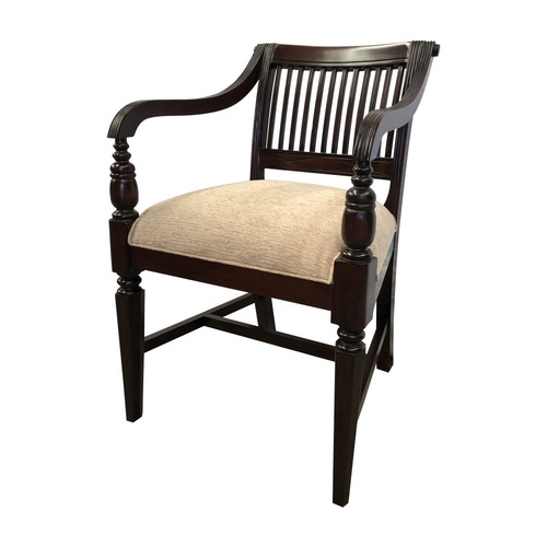 Solid Mahogany Wood Cork Slatted Carver Classic Arm Chair