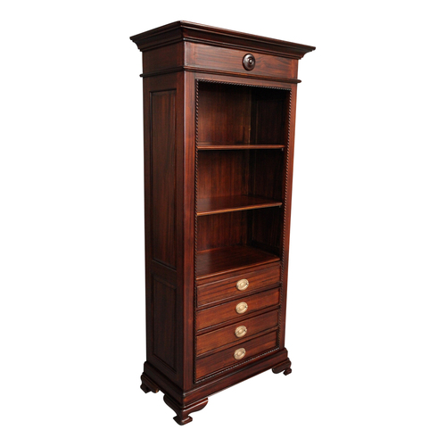 Mahogany Bookcase With Drawers & Shelves