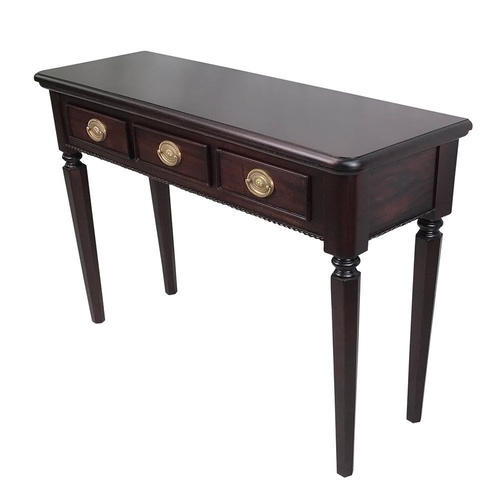 Mahogany Wood Reproduction Style Hall Table with 3 Drawers