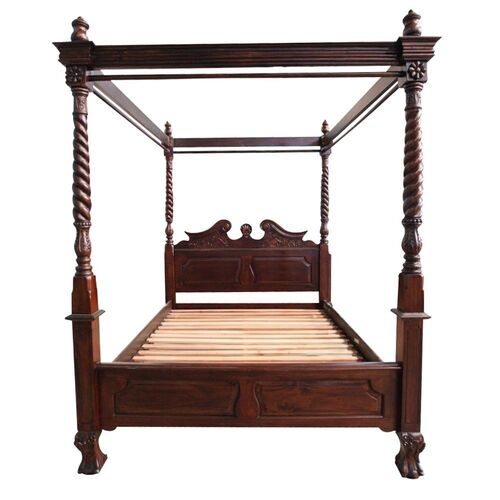 Solid Mahogany Wood Chippendale 4 Poster Bed Queen / King size