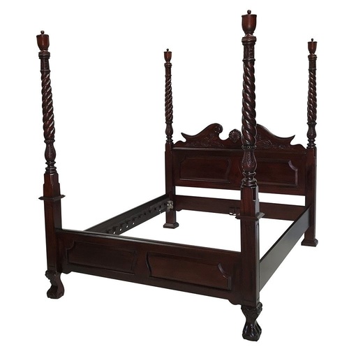 Chippendale Four Poster Bed, Wood 4 Poster King Size Bed