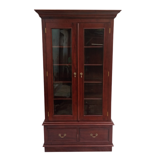Solid Mahogany Timber Book Case With 2 Drawers