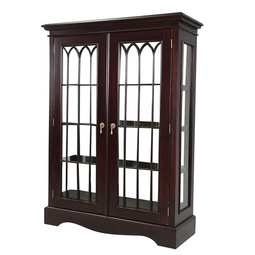 Solid Mahogany Display Cabinet / Vitrine with Glass Doors 