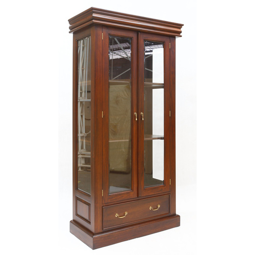 Solid Mahogany Timber Victorian Bookcase With Drawer
