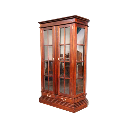 Solid Mahogany Wood 2 Drawers Profile Display Cabinet / Bookcase