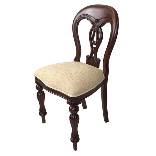 Solid Mahogany Wood Fiddle Back Upholstered Dining Chair