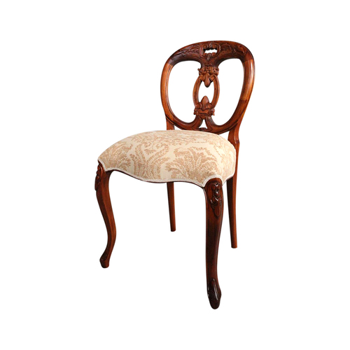 Solid Mahogany Wood Antique Reproduction Style Biola Cabriole Dining Chair 