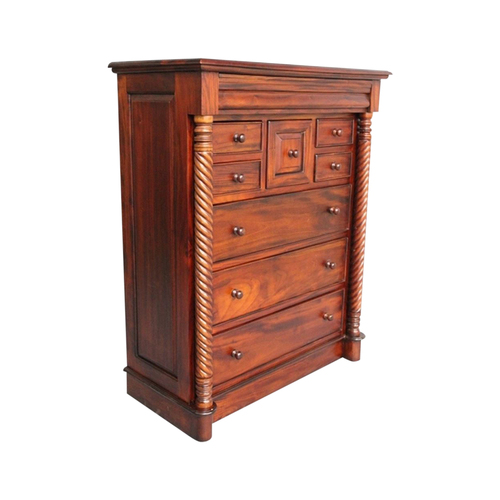 Mahogany Wood Barley Twist Chest of Drawers