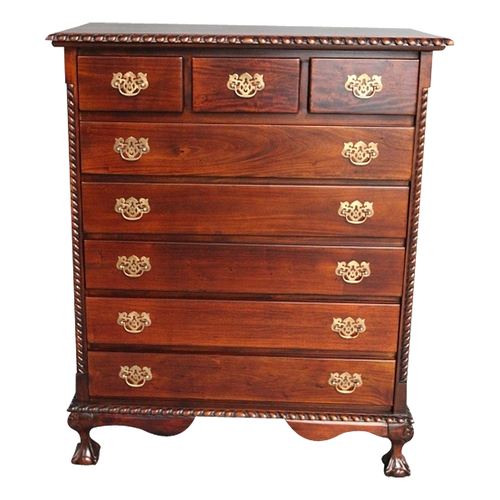 Solid Mahogany Wood Reproduction Chippendale Chest of Drawers