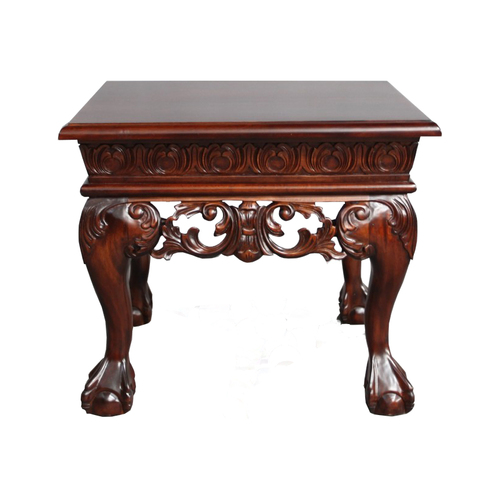 Solid Mahogany Wood Hand Carved Lamp Table Antique Reproduction