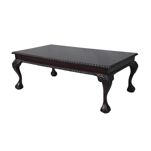 Solid Mahogany Wood Chippendale Style Reproduction Rectangular Coffee Table