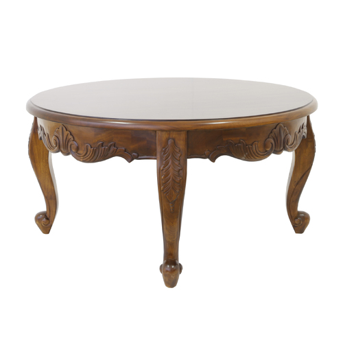 Solid Mahogany Wood Louis Round Coffee Table Antique French Provincial Style