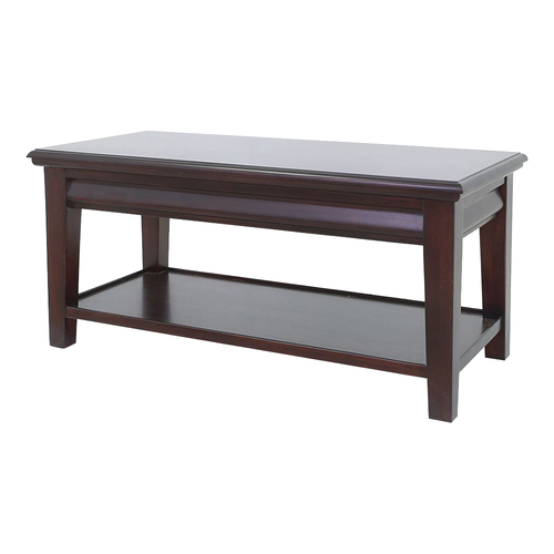 Solid Mahogany Wood Coffee Table with Drawer & Shelf 
