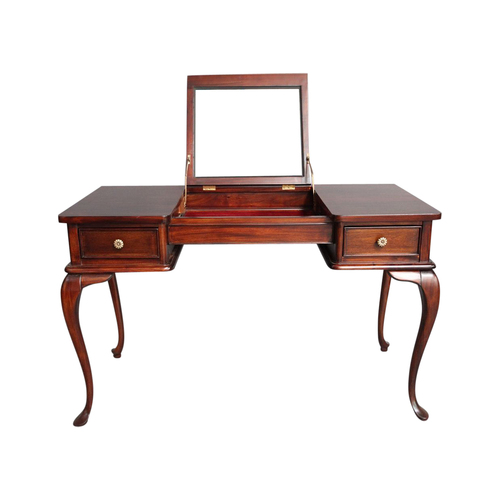 Solid Mahogany Wood French Style Dressing Table &Mirror with 2 Drawers
