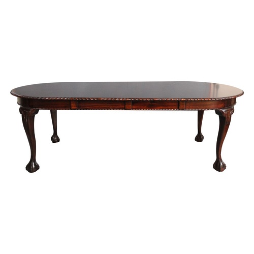 Solid Mahogany Wood Chippendale Oval Extension Dining Table