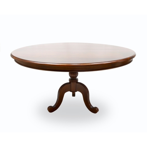 Solid Mahogany Wood 110 cm Pedestal Leg Round Dining Table