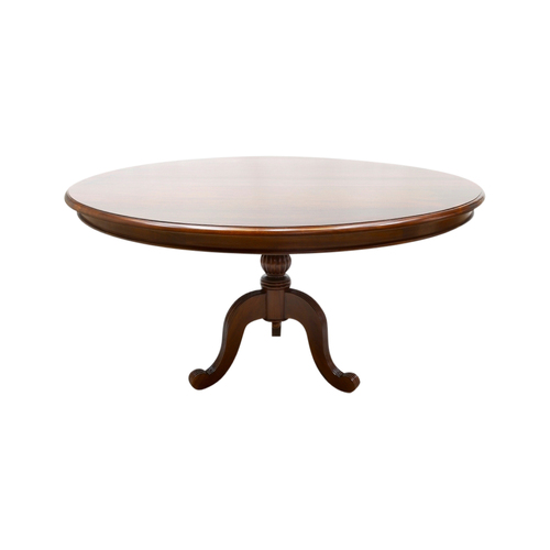 Solid Mahogany Wood Pedestal Leg Round Dining Table 125cm