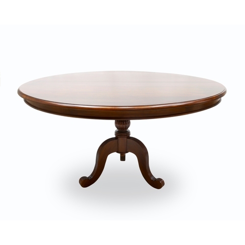 Solid Mahogany Wood 145 cm Pedestal Leg Round Dining Table