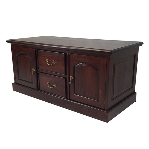 Solid Mahogany Victorian TV Stand With 2 Drawers / Cabinet