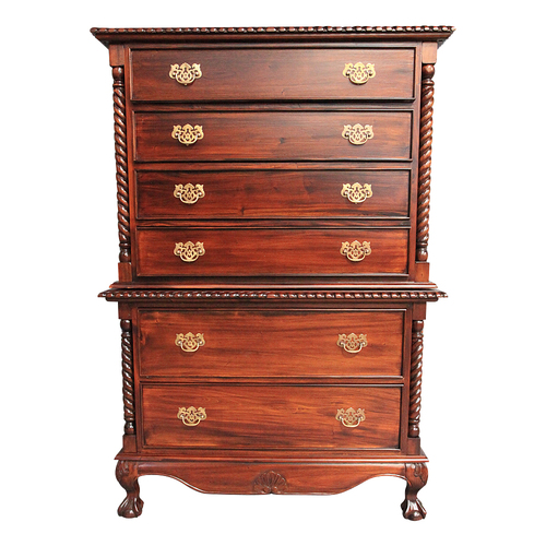 Solid Mahogany Wood High Chest / Tall Boy