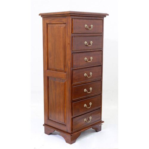 Mahogany Wood Vanessa 7 Drawers High Chest Tall Boy Antique