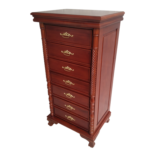 Mahogany Wood Chippendale  Hi-Chest Tall Boy