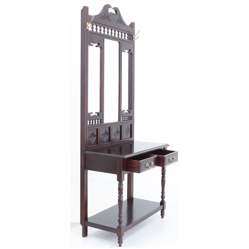 Solid Mahogany Wood Reproduction Style Hall Stand With 2 Drawers