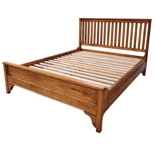 Mindi Wood Queen Size High Foot Slatted Bed 