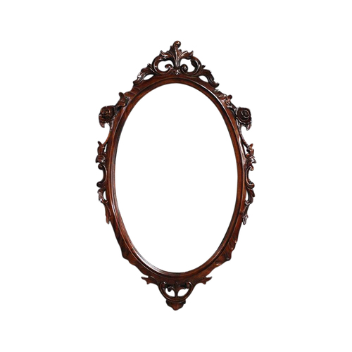 Antique Style Solid Mahogany Wood Hand Carved Bevelled Wall Mirror