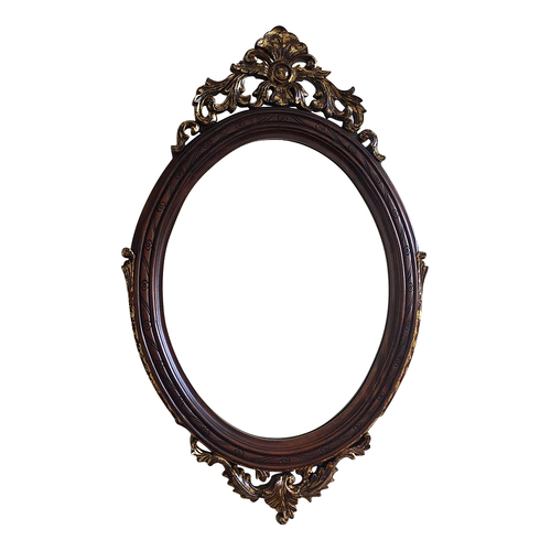 Solid Mahogany Oval Antique Colour Wall Mirror