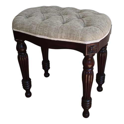 Solid Mahogany Wood Fluted Leg Bed End / Hand Crafted Stool