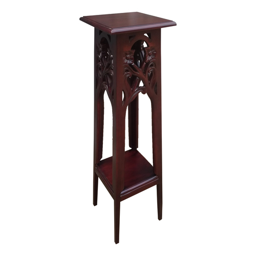 Solid Mahogany Wood Chippendale Twist Plant Stand with Shelf/ Flower Stand